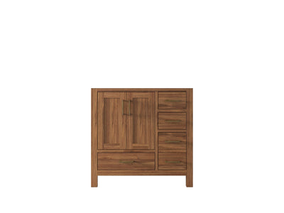 Malibu Teak Wood 36 in. W x 22 in. D Left Offset Sink Bathroom Vanity