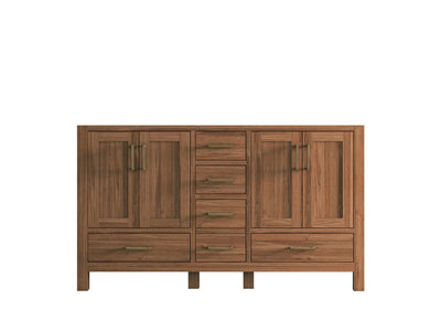 Malibu Teak Wood 60 in. W x 22 in. D Double Sink Bathroom Vanity