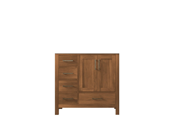 Malibu Teak Wood 36 in. W x 22 in. D Right Offset Sink Bathroom Vanity - photo 5