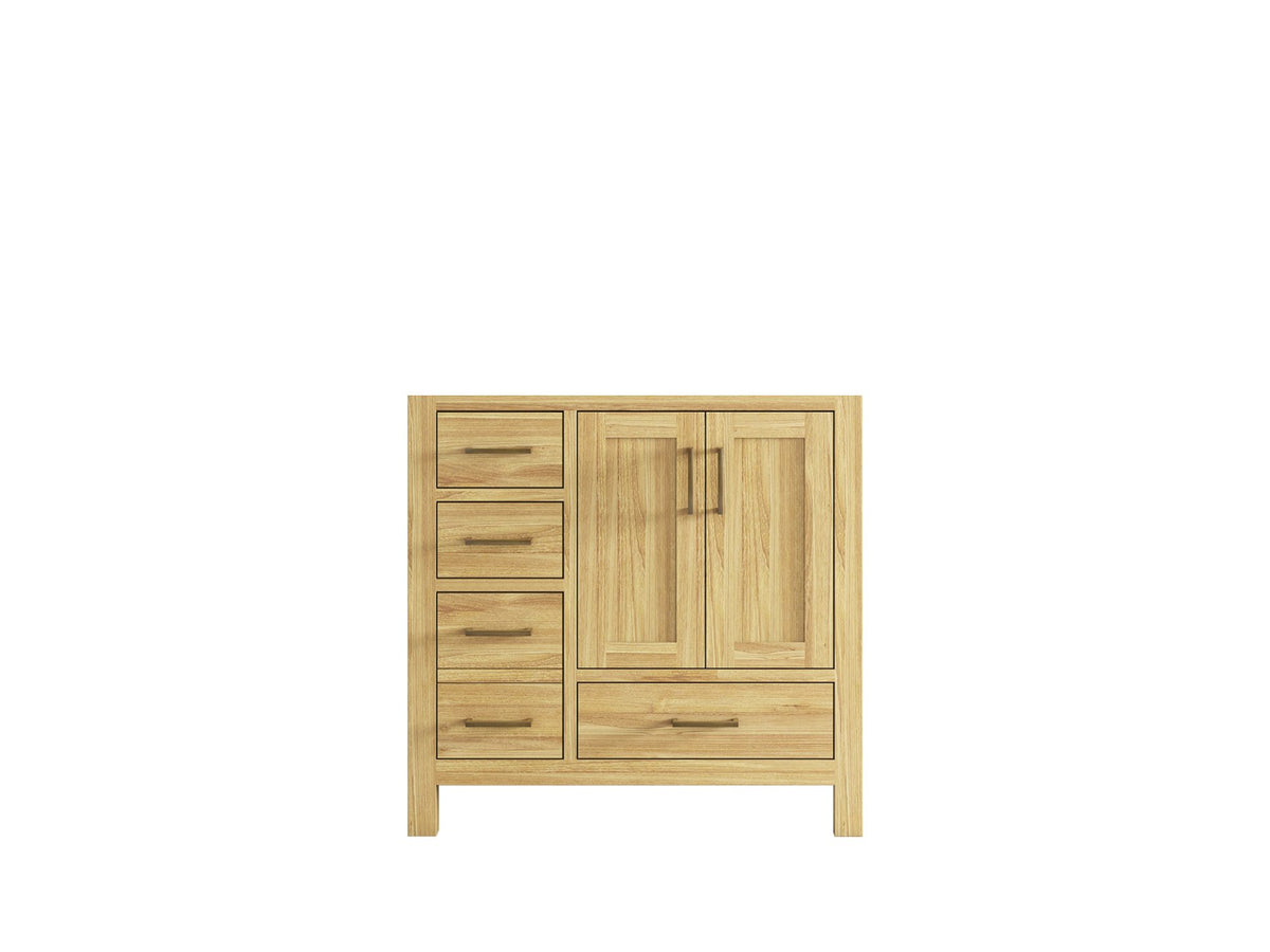 Malibu Teak Wood 36 in. W x 22 in. D Right Offset Sink Bathroom Vanity