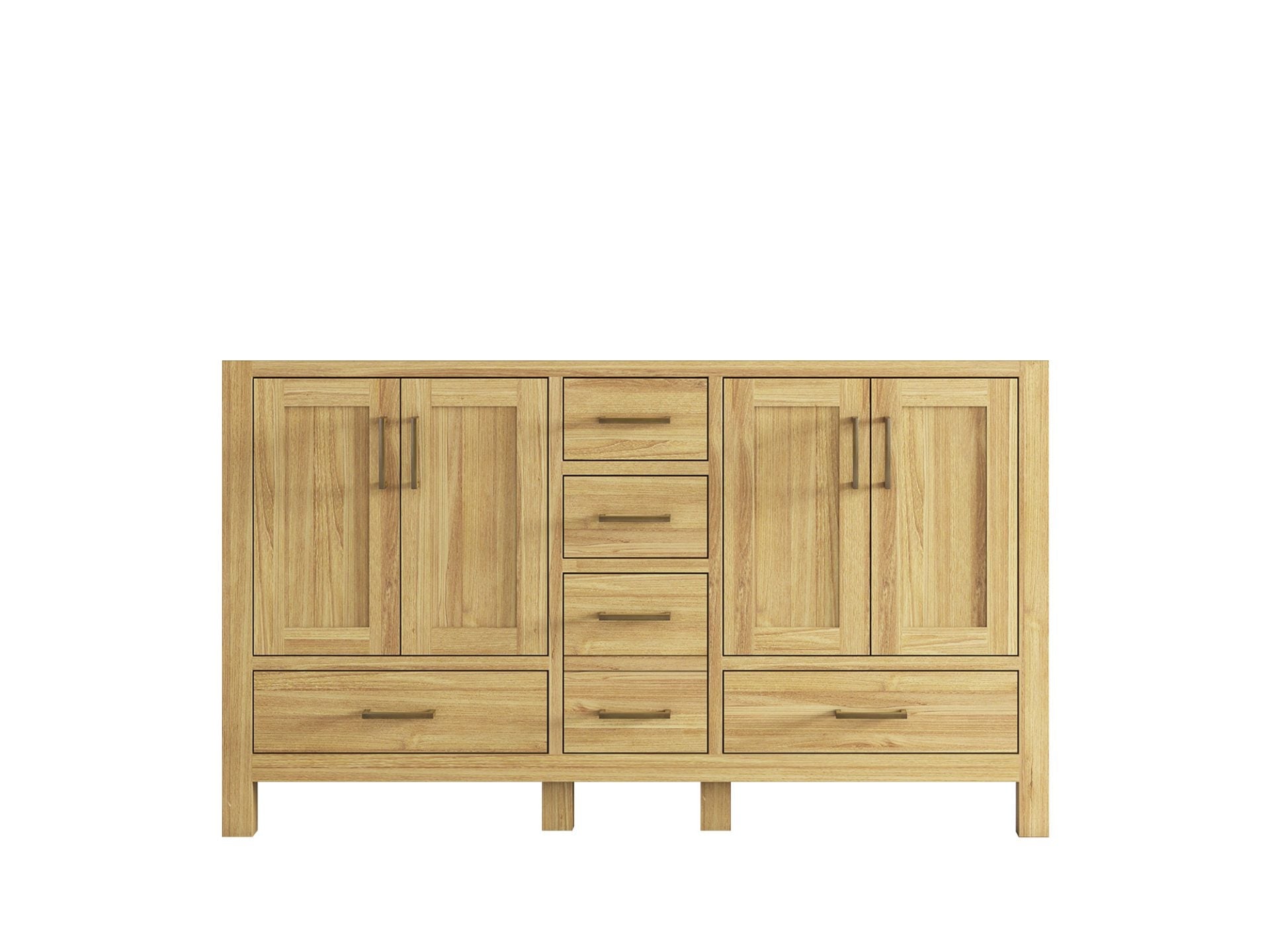Malibu Teak Wood 60 in. W x 22 in. D Double Sink Bathroom Vanity
