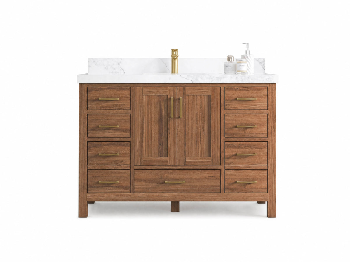 Malibu Teak Wood 48 in. W x 22 in. D Single Sink Bathroom Vanity