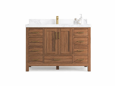 Malibu Teak Wood 48 in. W x 22 in. D Single Sink Bathroom Vanity
