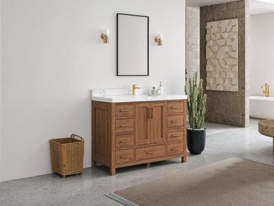 Malibu Teak Wood 48 in. W x 22 in. D Single Sink Bathroom Vanity