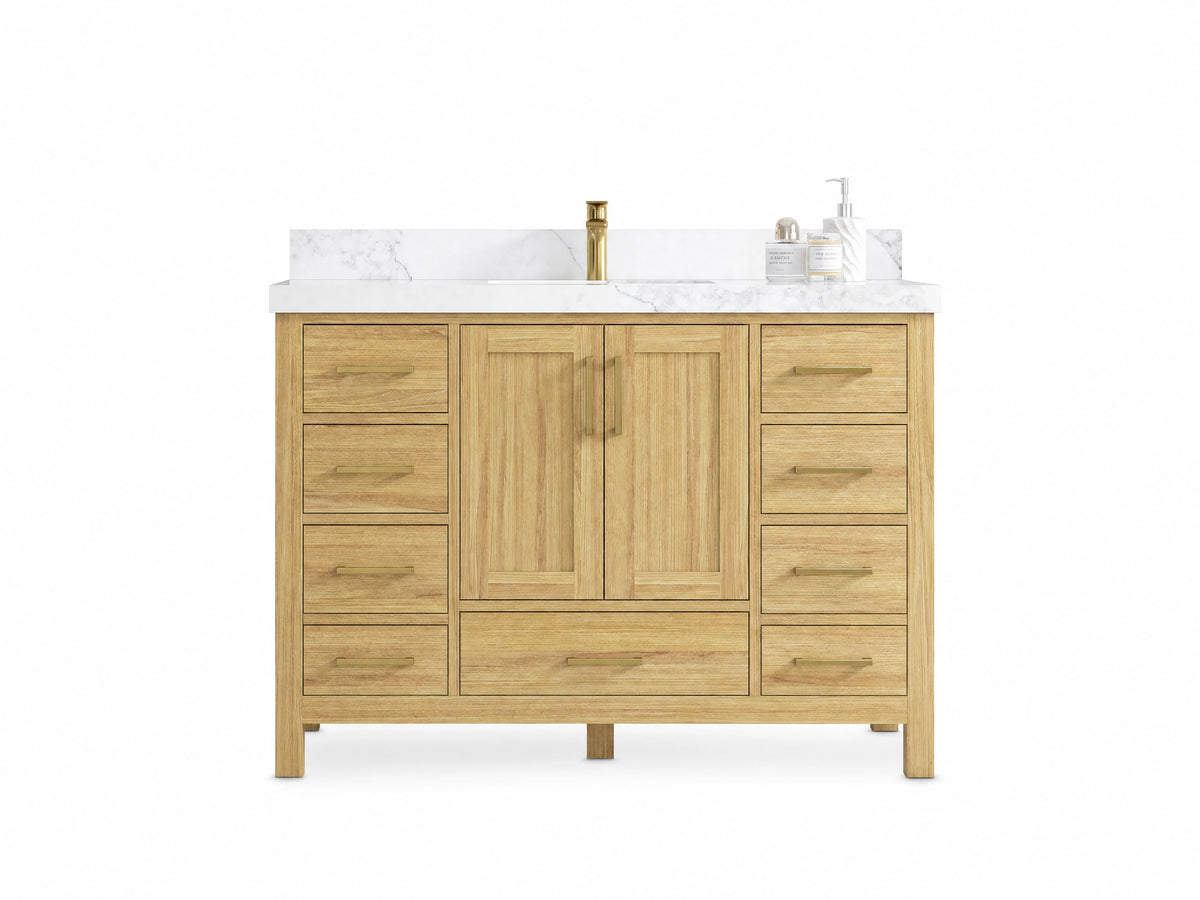 Malibu Teak Wood 48 in. W x 22 in. D Single Sink Bathroom Vanity