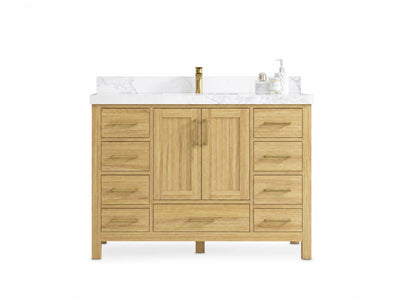 Malibu Teak Wood 48 in. W x 22 in. D Single Sink Bathroom Vanity