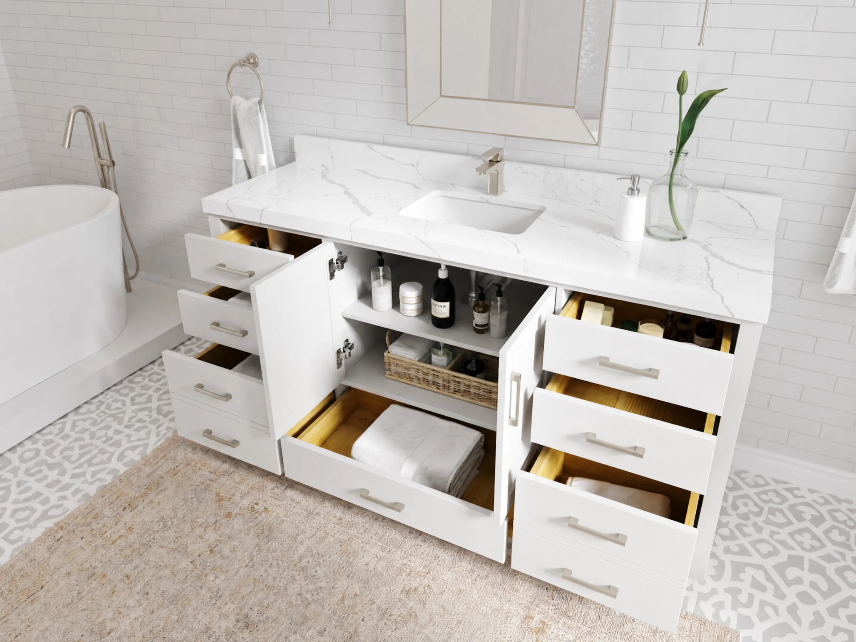 Malibu 72 in. W x 22 in. D Single Sink Bathroom Vanity