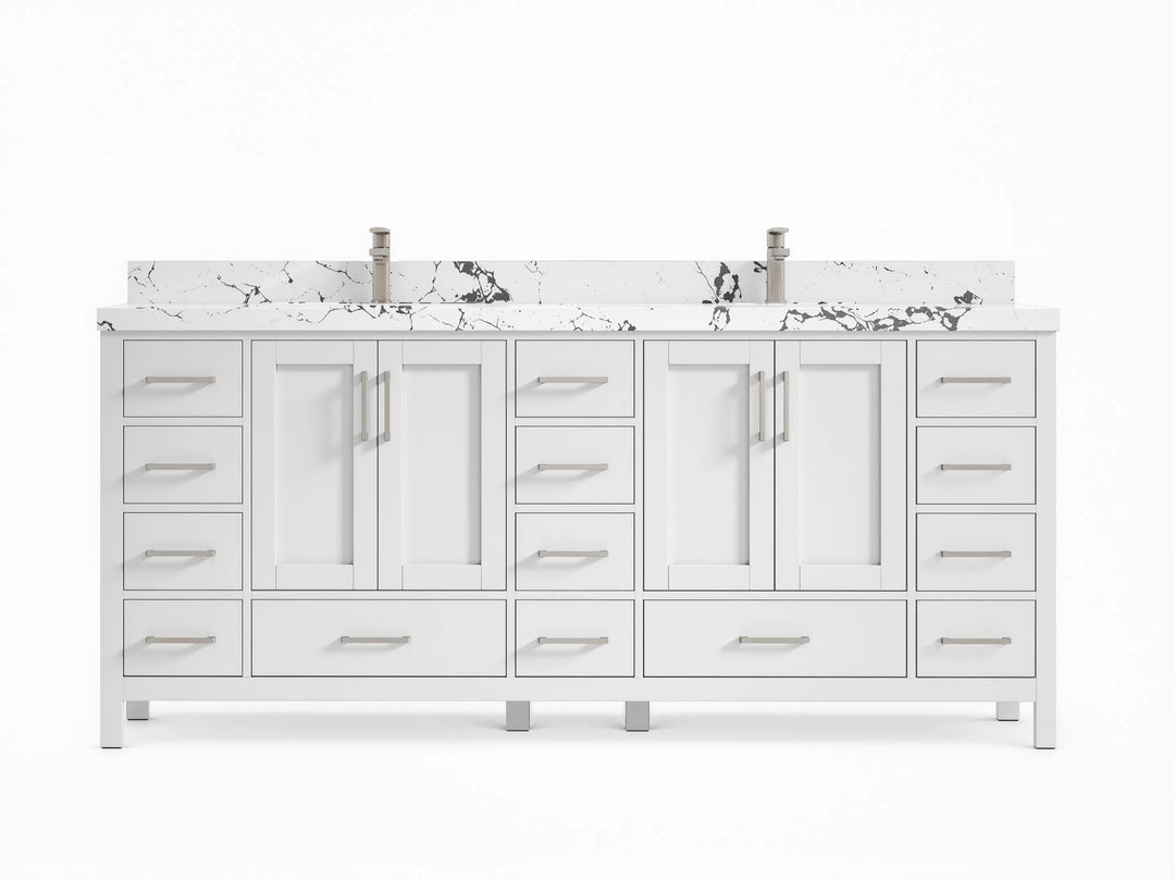 Malibu 80 in. W x 22 in. D Double Sink Bathroom Vanity | 
              
                White
                
                  
             - MLB_WH_WHQZ_80D - photo №1