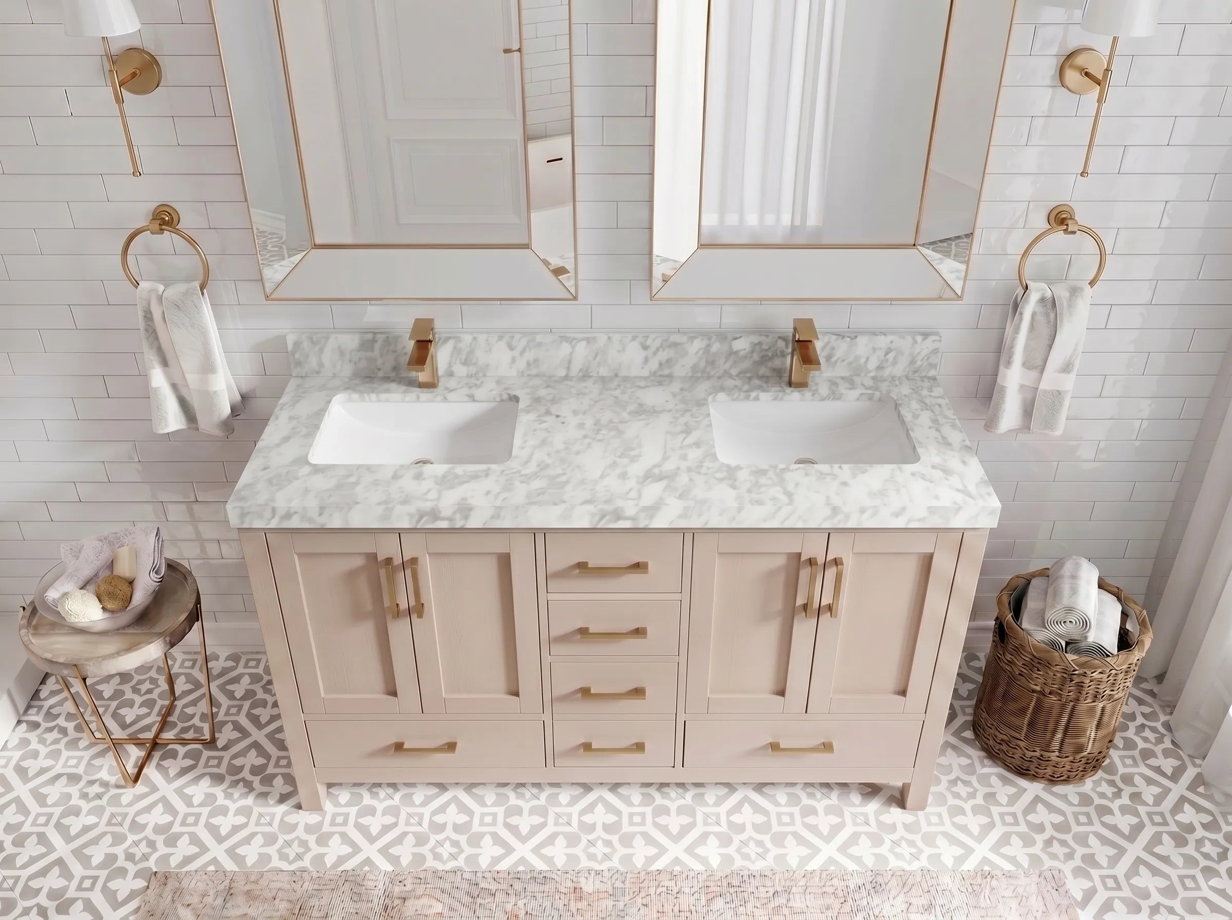 Malibu 60 in. W x 22 in. D Double Sink Bathroom Vanity