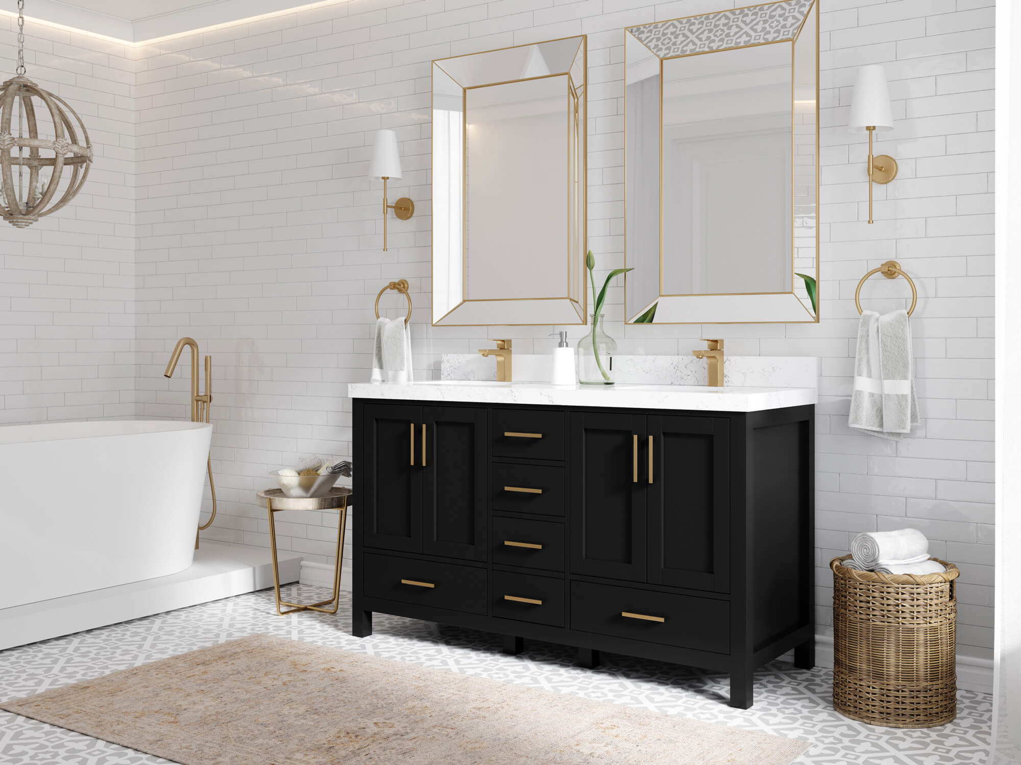 Malibu 60 in. W x 22 in. D Double Sink Bathroom Vanity