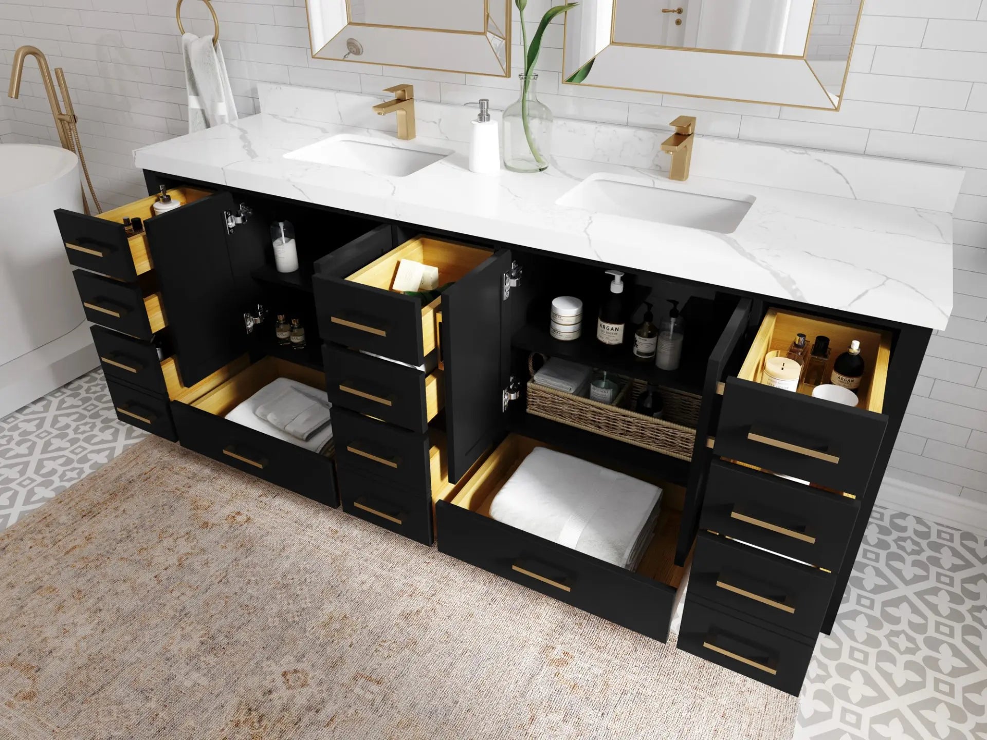 Malibu 84 in. W x 22 in. D Double Sink Bathroom Vanity