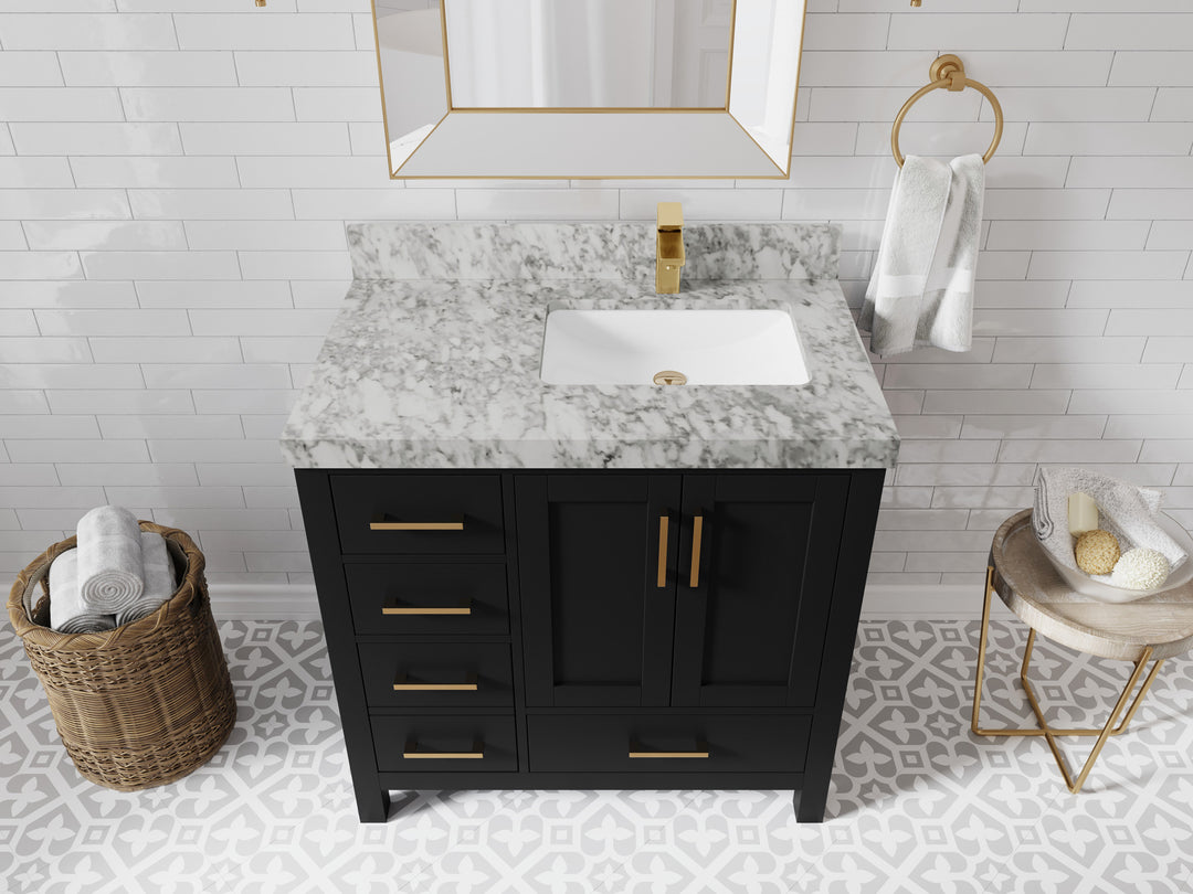 Malibu 36 in. W x 22 in. D Right Offset Sink Bathroom Vanity