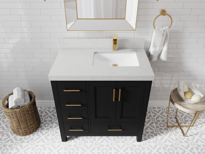 Malibu 36 in. W x 22 in. D Right Offset Sink Bathroom Vanity - photo 12