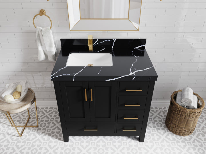 Malibu 36 in. W x 22 in. D Bathroom Vanity Center Sink - photo 8