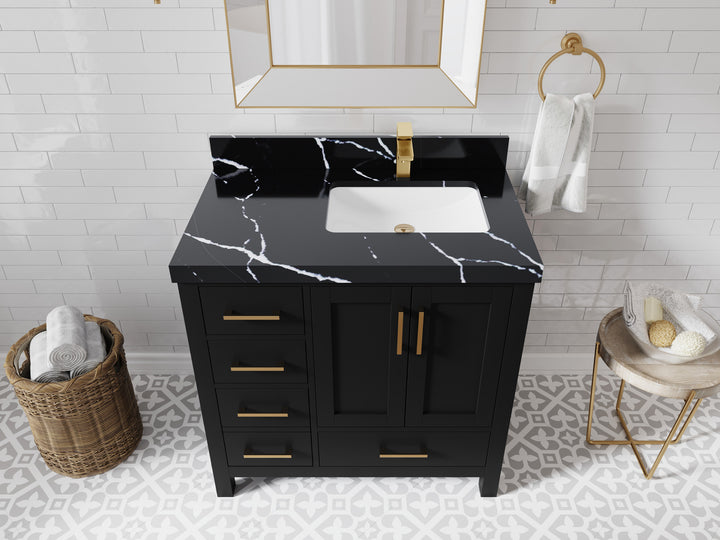 Malibu 36 in. W x 22 in. D Right Offset Sink Bathroom Vanity - photo 8