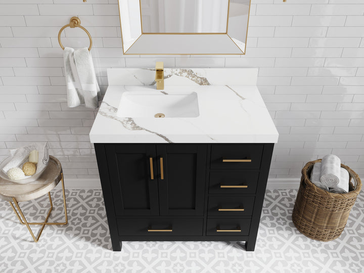 Malibu 36 in. W x 22 in. D Bathroom Vanity Center Sink - photo 14