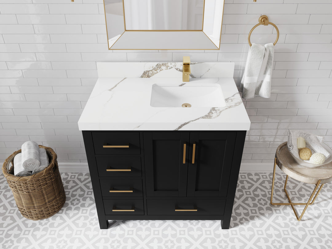 Malibu 36 in. W x 22 in. D Right Offset Sink Bathroom Vanity
