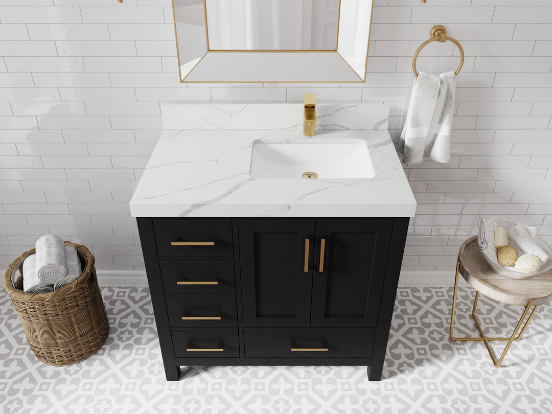 Malibu 36 in. W x 22 in. D Right Offset Sink Bathroom Vanity