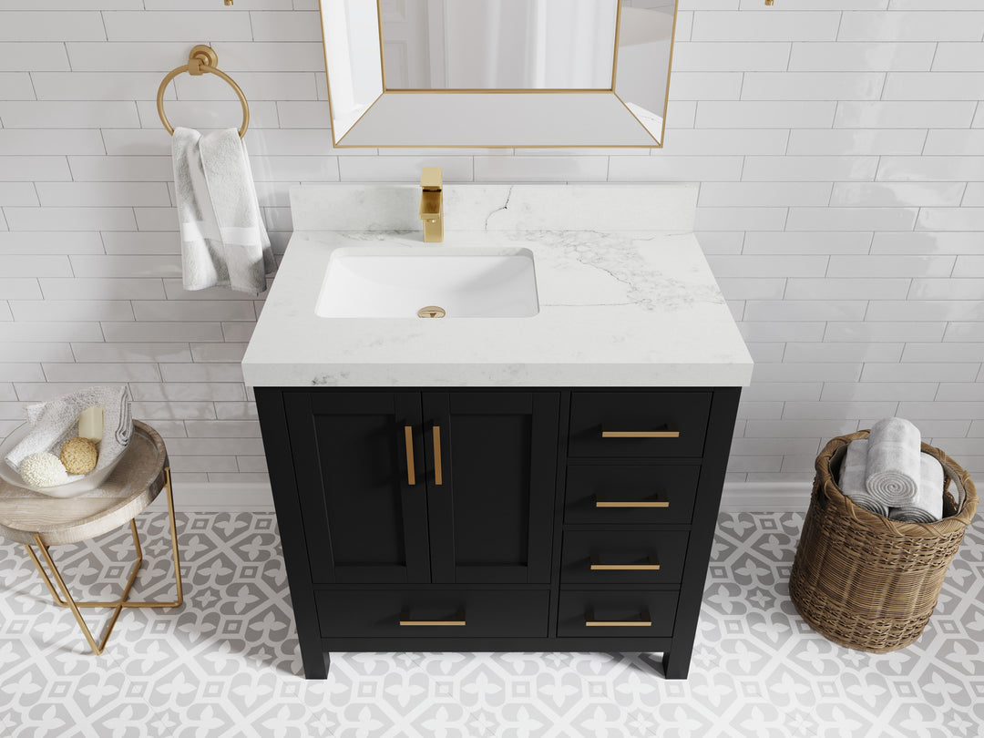 Malibu 36 in. W x 22 in. D Bathroom Vanity Center Sink