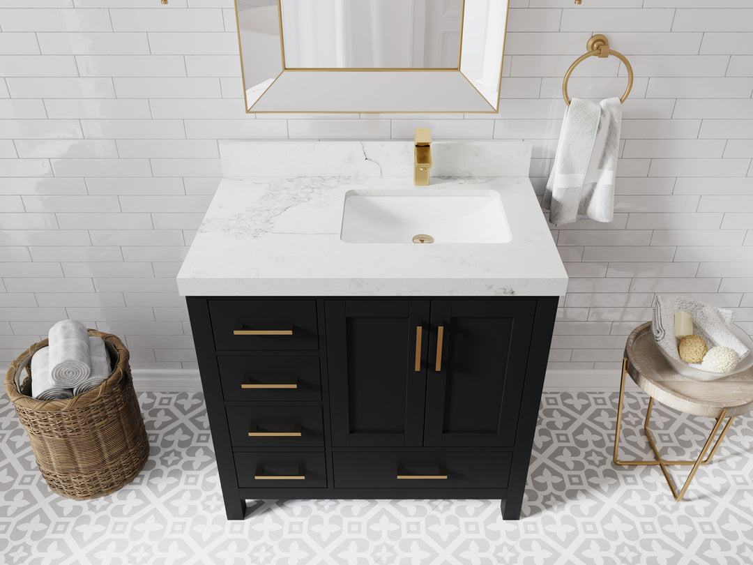 Malibu 36 in. W x 22 in. D Right Offset Sink Bathroom Vanity