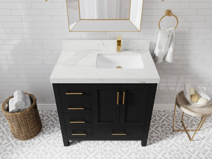 Malibu 36 in. W x 22 in. D Right Offset Sink Bathroom Vanity - photo 18