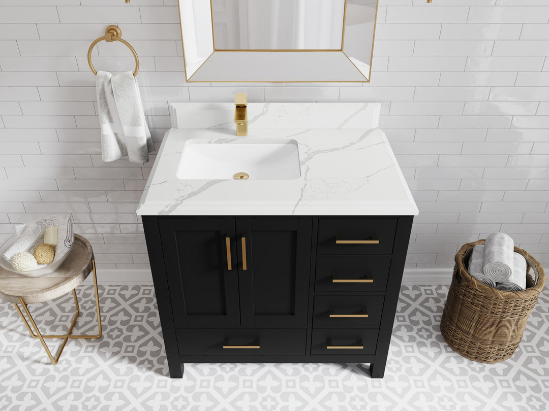 Malibu 36 in. W x 22 in. D Bathroom Vanity Center Sink