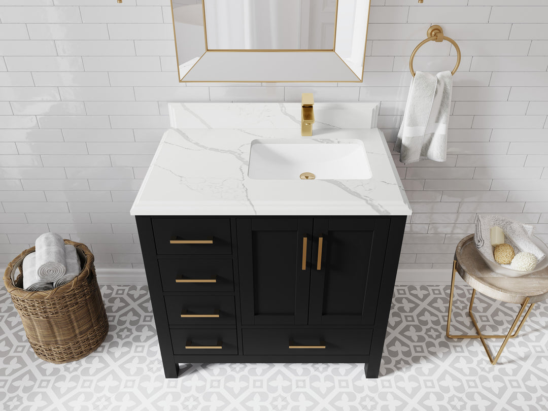 Malibu 36 in. W x 22 in. D Right Offset Sink Bathroom Vanity