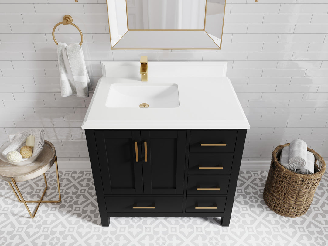 Malibu 36 in. W x 22 in. D Bathroom Vanity Center Sink