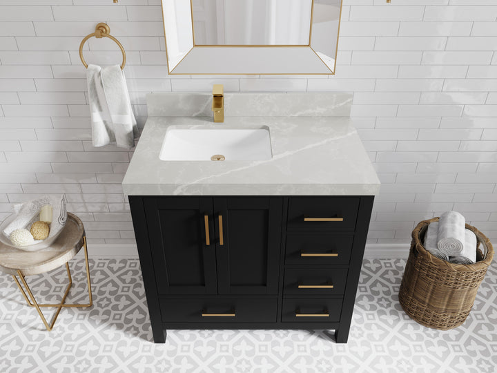 Malibu 36 in. W x 22 in. D Left Offset Sink Bathroom Vanity - photo 32