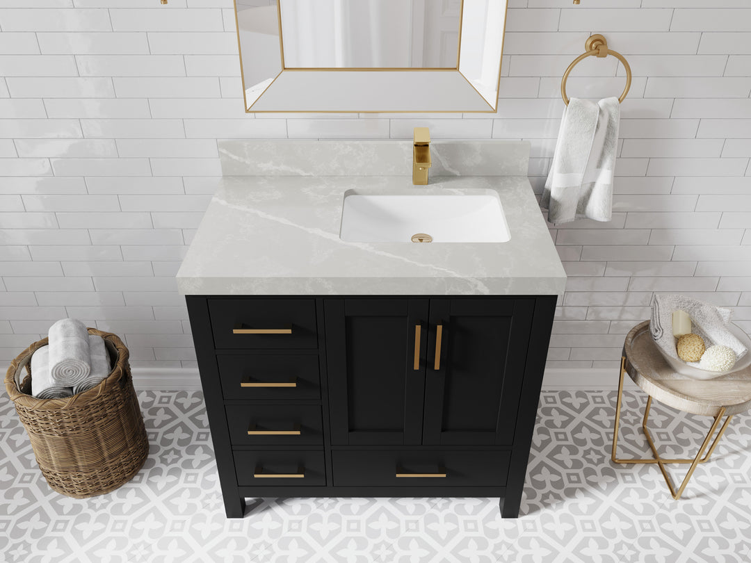 Malibu 36 in. W x 22 in. D Right Offset Sink Bathroom Vanity