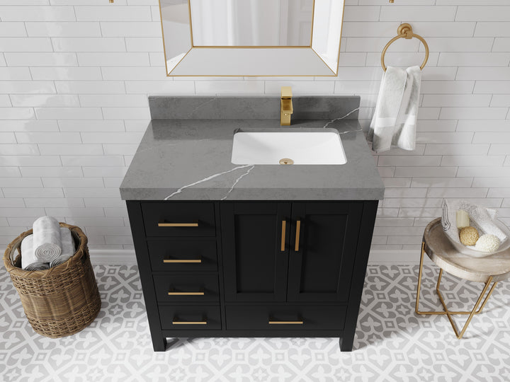 Malibu 36 in. W x 22 in. D Right Offset Sink Bathroom Vanity - photo 34