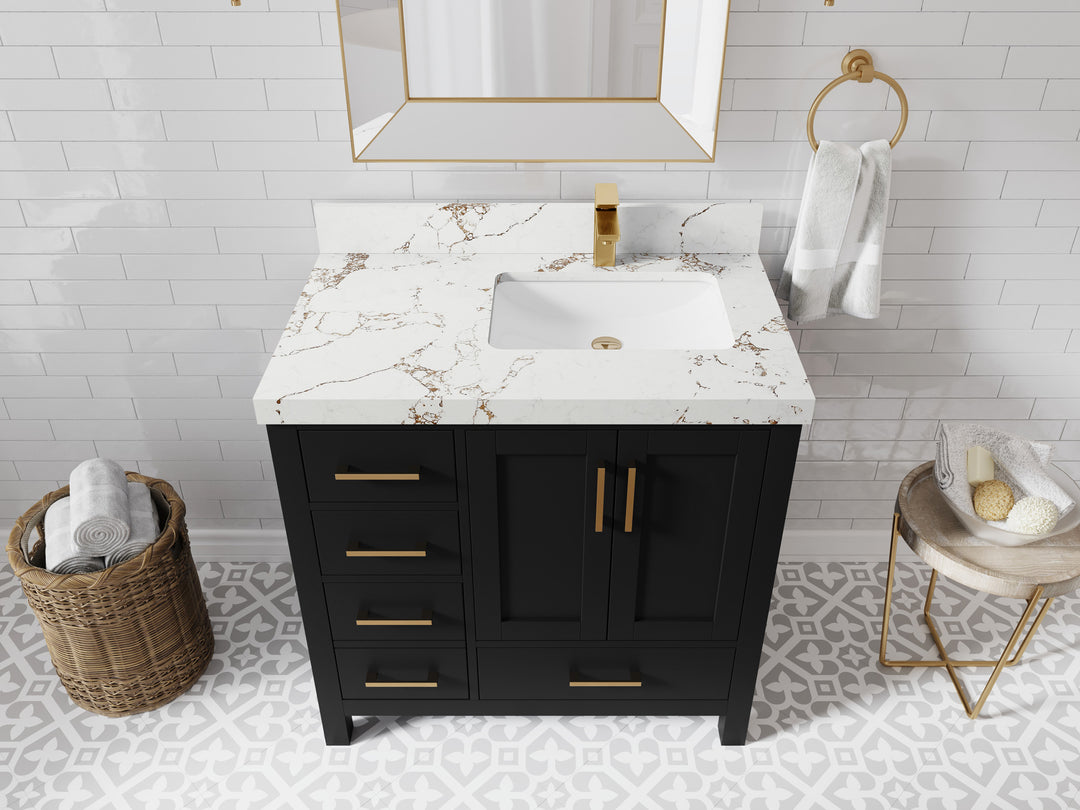 Malibu 36 in. W x 22 in. D Right Offset Sink Bathroom Vanity