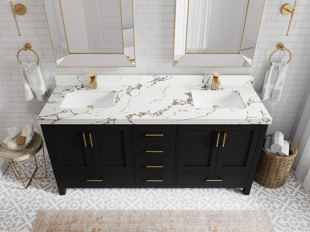 Malibu 72 in. W x 22 in. D Double Sink Bathroom Vanity