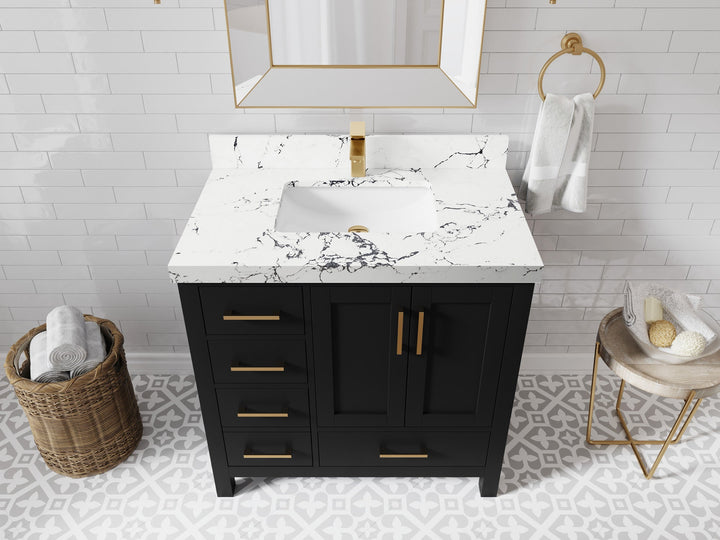 Malibu 36 in. W x 22 in. D Bathroom Vanity Center Sink 2 - photo 38