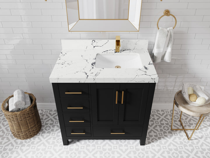 Malibu 36 in. W x 22 in. D Right Offset Sink Bathroom Vanity - photo 40