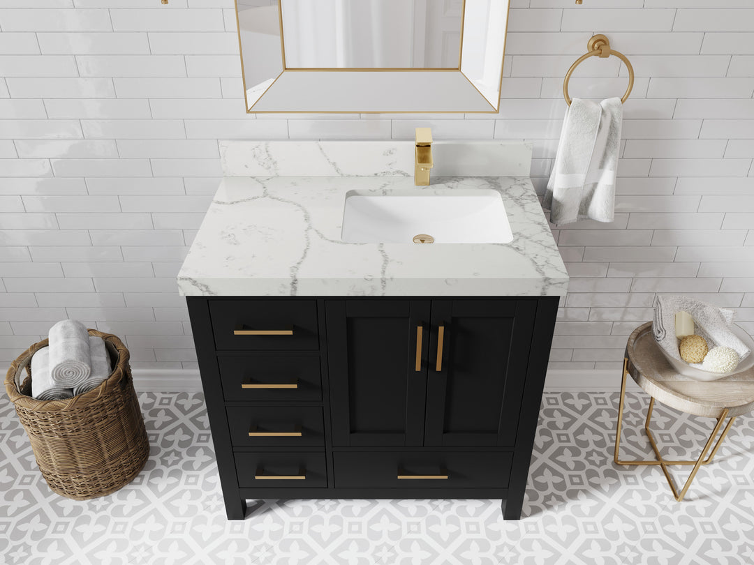 Malibu 36 in. W x 22 in. D Right Offset Sink Bathroom Vanity
