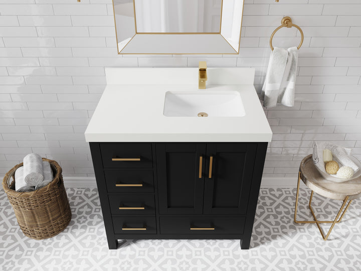 Malibu 36 in. W x 22 in. D Right Offset Sink Bathroom Vanity - photo 44