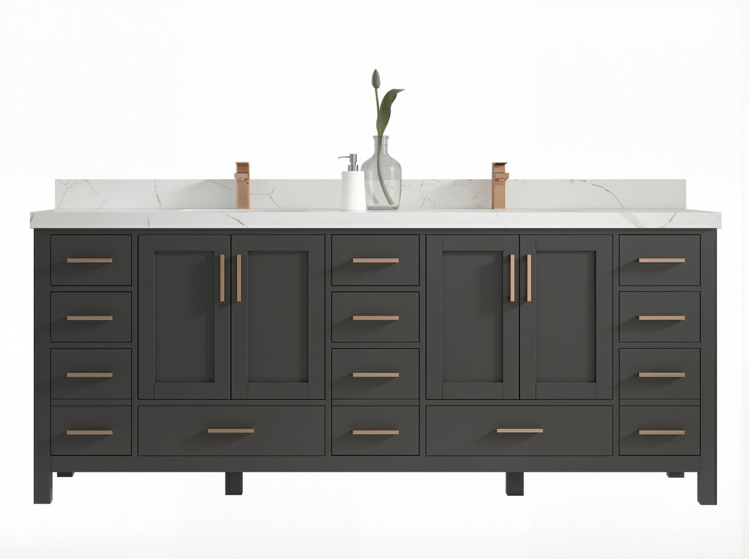 Malibu 84 in. W x 22 in. D Double Sink Bathroom Vanity | 
              
                Black Top
                
                  
             - MLB_BLT_CA_LZ_84 - photo №1