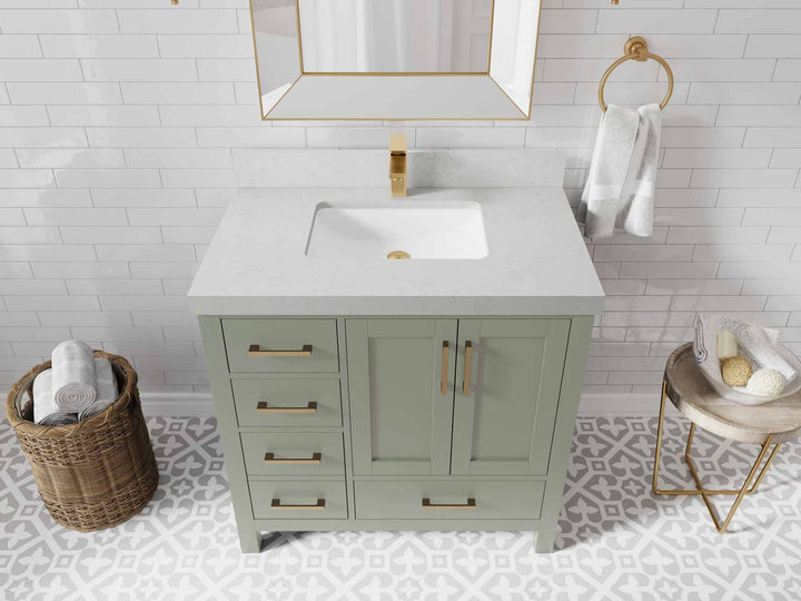 Malibu 36 in. W x 22 in. D Bathroom Vanity Center Sink 2 - photo 9
