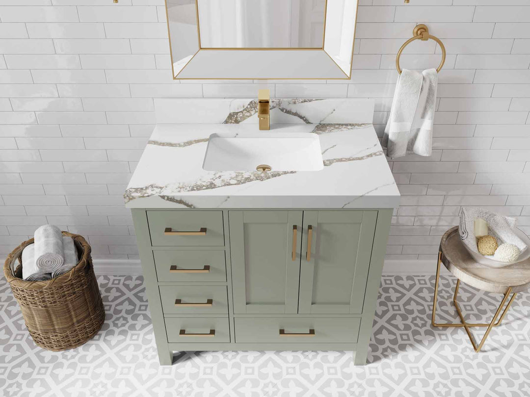 Malibu 36 in. W x 22 in. D Bathroom Vanity Center Sink 2