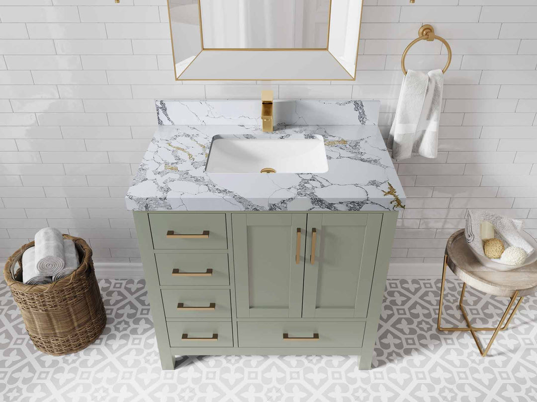 Malibu 36 in. W x 22 in. D Bathroom Vanity Center Sink 2