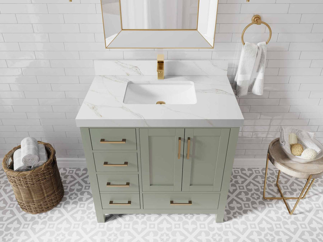 Malibu 36 in. W x 22 in. D Bathroom Vanity Center Sink 2