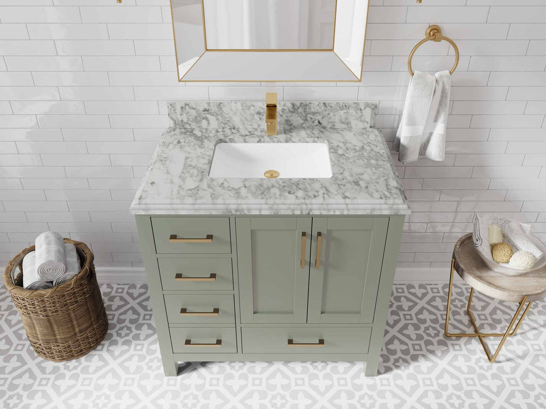 Malibu 36 in. W x 22 in. D Bathroom Vanity Center Sink 2
