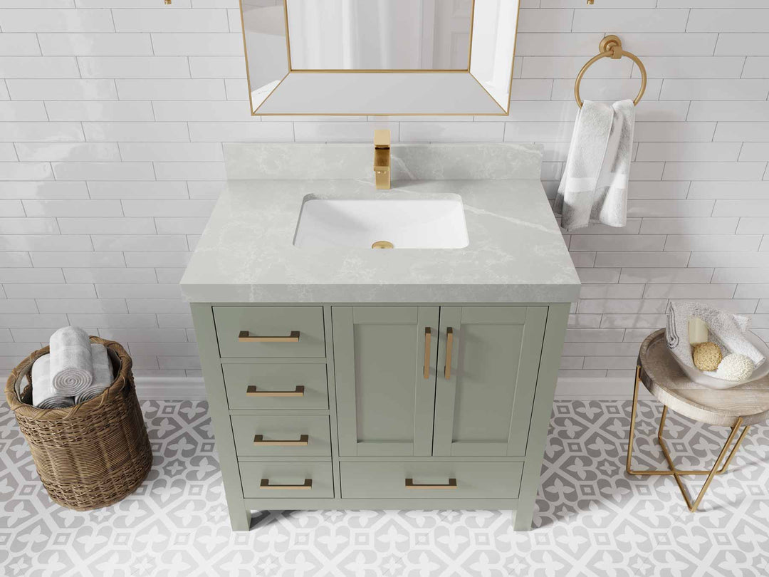 Malibu 36 in. W x 22 in. D Bathroom Vanity Center Sink 2