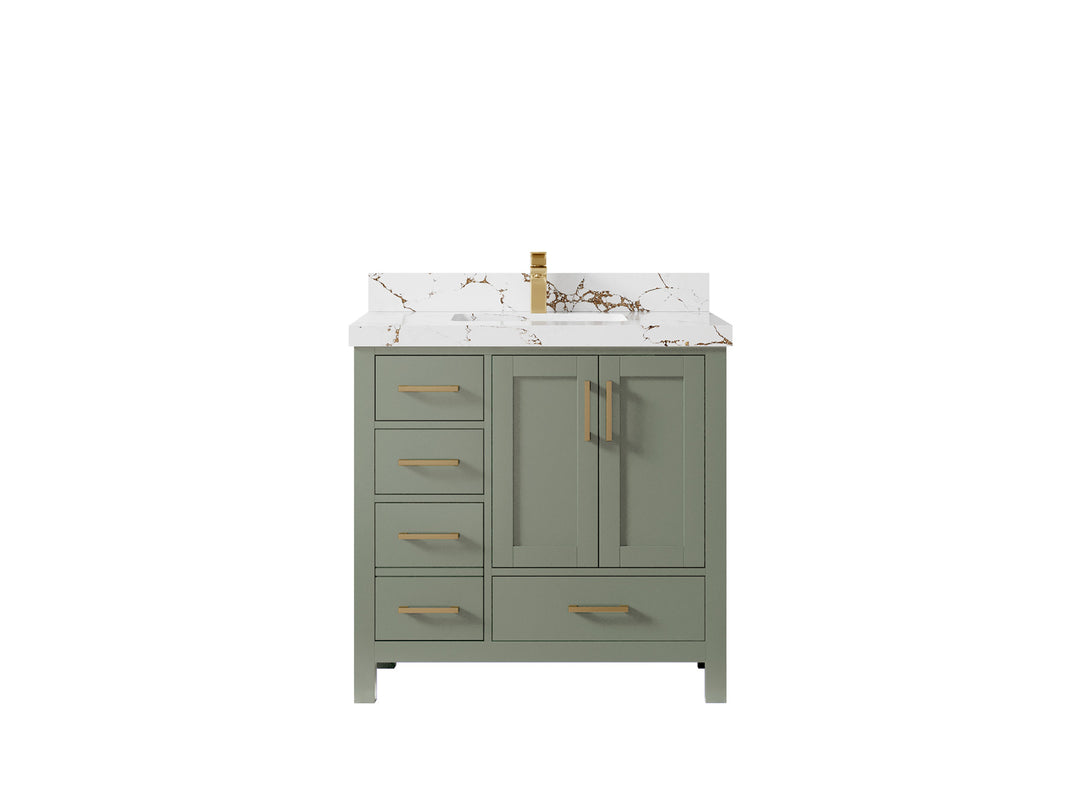Malibu 36 in. W x 22 in. D Bathroom Vanity Center Sink 2