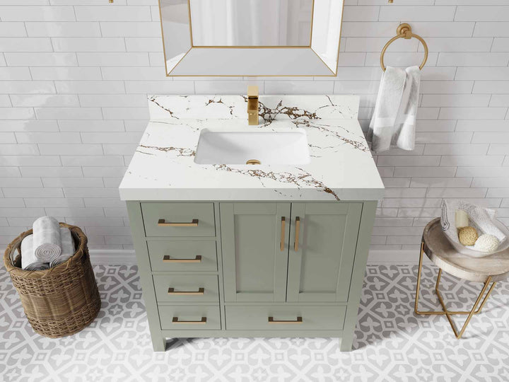 Malibu 36 in. W x 22 in. D Bathroom Vanity Center Sink 2 - photo 36