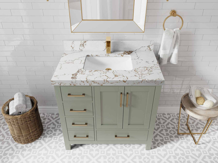 Malibu 36 in. W x 22 in. D Bathroom Vanity Center Sink 2 - photo 38