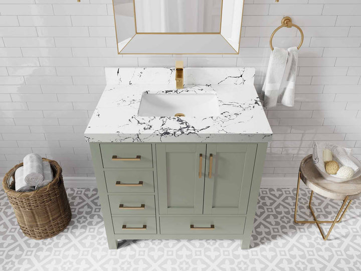Malibu 36 in. W x 22 in. D Bathroom Vanity Center Sink 2 - photo 40