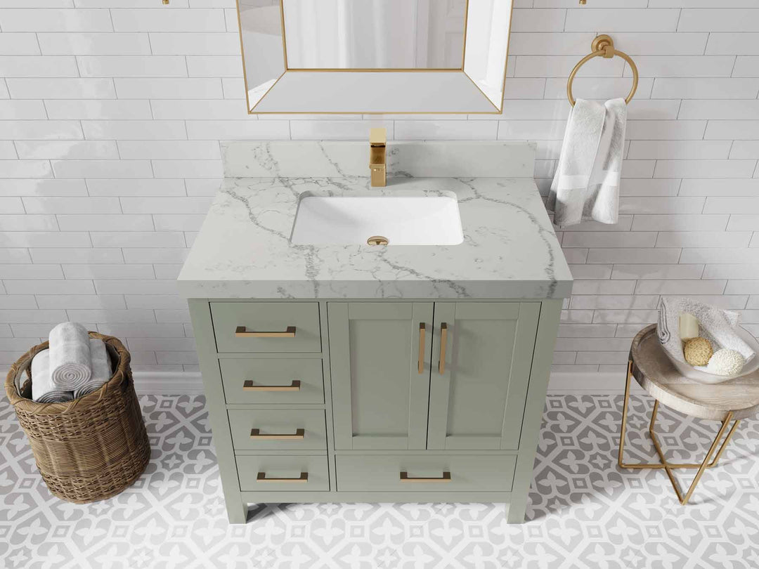 Malibu 36 in. W x 22 in. D Bathroom Vanity Center Sink 2