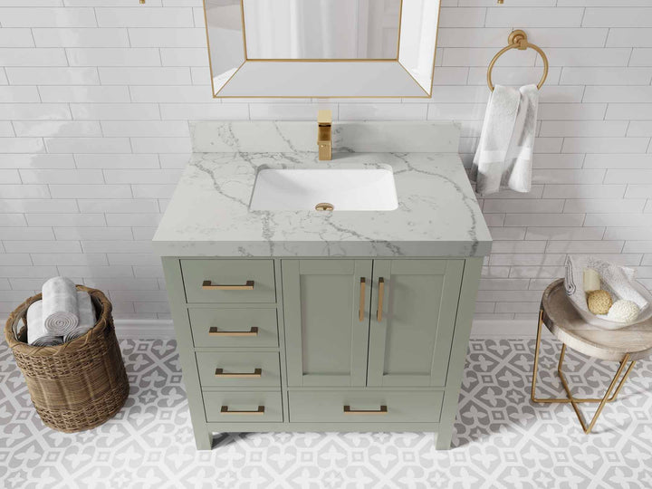 Malibu 36 in. W x 22 in. D Bathroom Vanity Center Sink 2 - photo 42